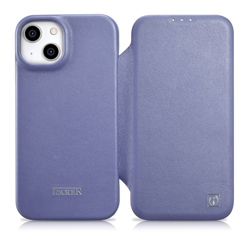 Pouzdro iCarer CE Premium Leather Folio pro iPhone 14 Plus - světle fialová