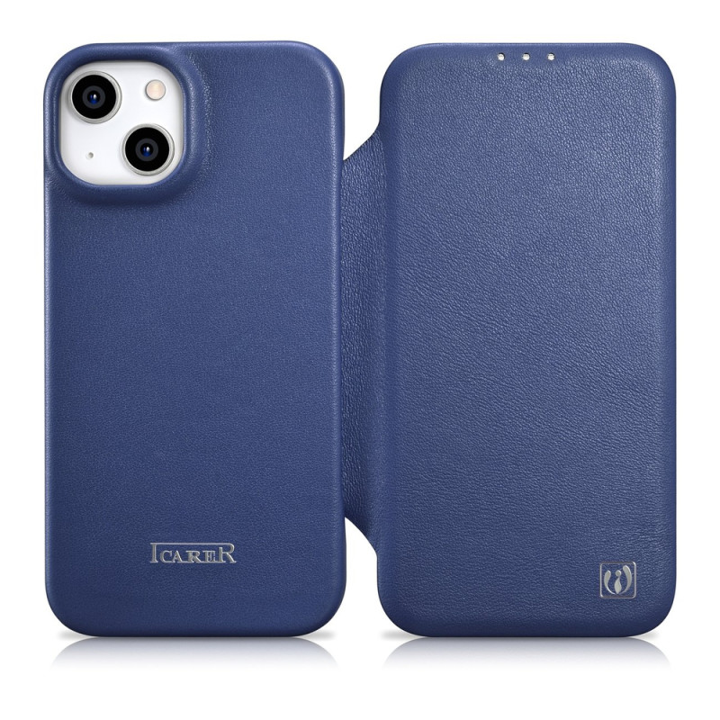 Pouzdro iCarer CE Premium Leather pro iPhone 14 Plus - modrá