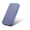 iCarer CE Premium Leather Folio pro iPhone 14 Pro Max – light purple
