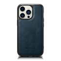 iCarer CASE LEATHER OIL WAX kryt pro iPhone 14 Pro Max – modrý