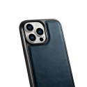iCarer CASE LEATHER OIL WAX kryt pro iPhone 14 Pro Max – modrý