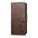 Pouzdro iCarer Oil Wax Wallet Case 2v1 pro iPhone 14 Pro – hnědá