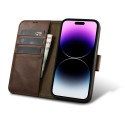Pouzdro iCarer Oil Wax Wallet Case 2v1 pro iPhone 14 Pro – hnědá