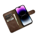 Pouzdro iCarer Oil Wax Wallet Case 2v1 pro iPhone 14 Pro – hnědá