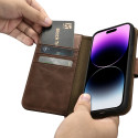 Pouzdro iCarer Oil Wax Wallet Case 2v1 pro iPhone 14 Pro – hnědá