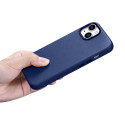 Pouzdro iCarer LEATHER pro iPhone 14 Plus - modrá
