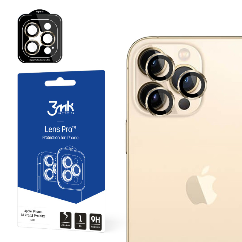 Ochranné sklo 3mk LENS PROTECTON PRO pro iPhone 13 Pro Max / iPhone 13 Pro - zlatá