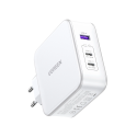 GaN Ugreen Nexode CD289 USB-A/2xUSB-C 140W síťová nabíječka + USB-C - USB-C 1,5m kabel - bílý