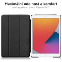 AG PREMIUM Tri-Fold Leather Obal pro iPad 10,2" (7/8/9 gen.) s tvrdými zády, černý