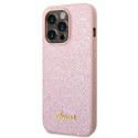 Kryt Guess GLITTER SCRIPT iPhone 14 Pro Max - růžová