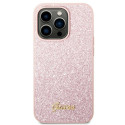 Kryt Guess GLITTER SCRIPT iPhone 14 Pro Max - růžová