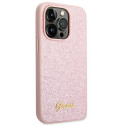 Kryt Guess GLITTER SCRIPT iPhone 14 Pro Max - růžová