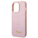 Kryt Guess GLITTER SCRIPT iPhone 14 Pro Max - růžová
