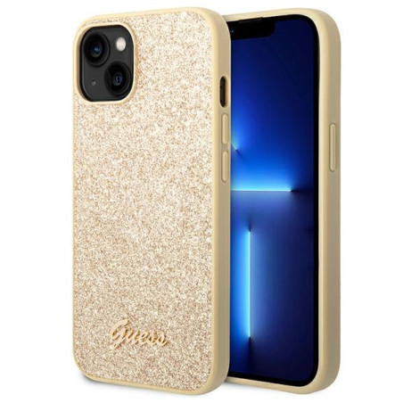 Kryt Guess Glitter Script pro iPhone 14 - zlatá