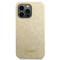Kryt Guess Glitter Script pro iPhone 14 Pro - zlatá
