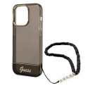 Kryt Guess Translucent Pearl Strap pro iPhone 14 Pro – černá