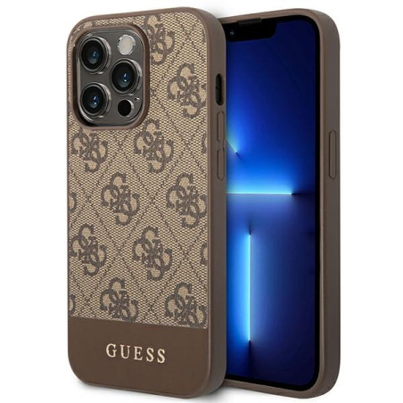 Kryt Guess 4G STRIPE pro iPhone 14 Pro – hnědá