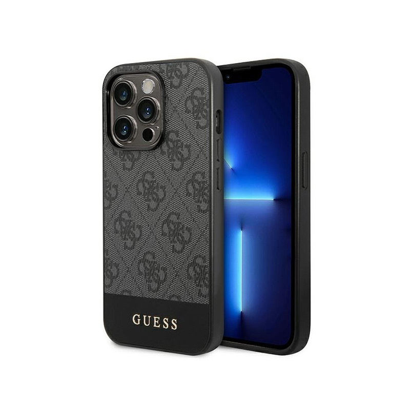 Kryt Guess 4G STRIPE COLLECTION pro iPhone 14 Pro - šedá