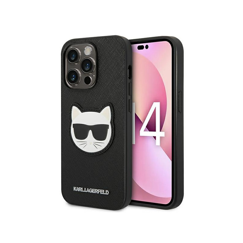 Kryt Karl Lagerfeld SAFFIANO CHOUPETTE HEAD PATCH pro iPhone 14 Pro Max - černý