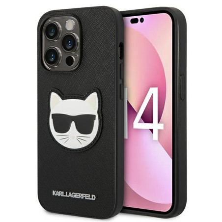 Kryt Karl Lagerfeld Saffiano Choupette pro iPhone 14 Pro Max černý
