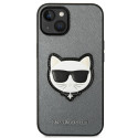 Kryt Karl Lagerfeld SAFFIANO CHOUPETTE pro iPhone 14 - stříbrná