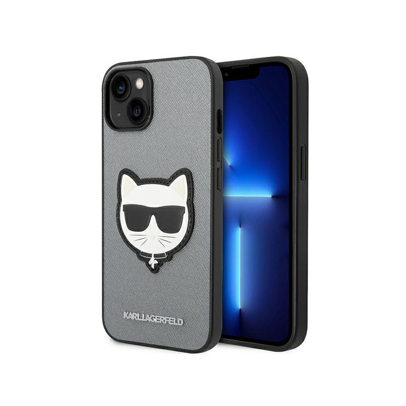 Kryt Karl Lagerfeld CHOUPETTE HEAD PATCH pro iPhone 14 Plus - stříbrný
