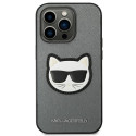 Kryt Karl Lagerfeld SAFFIANO CHOUPETTE pro iPhone 14 Pro stříbrný