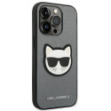 Kryt Karl Lagerfeld SAFFIANO CHOUPETTE pro iPhone 14 Pro stříbrný
