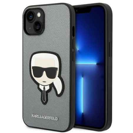Kryt Karl Lagerfeld Saffiano Karl’s Head Patch iPhone 14 Plus - stř