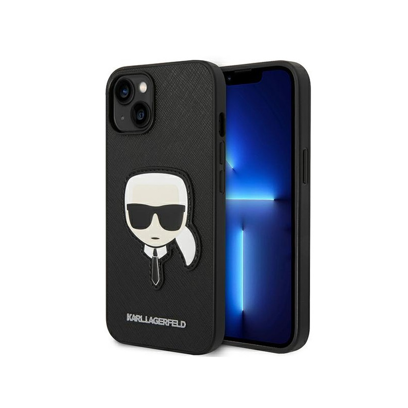 Kryt Karl Lagerfeld SAFFIANO Karl's Head Patch pro iPhone 14 Plus - černý