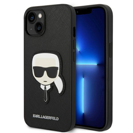 Kryt Karl Lagerfeld Saffiano Karl's Head Patch iPhone 14 Plus černý