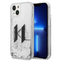 Kryt Karl Lagerfeld LIQUID GLITTER BIG KL pro iPhone 14 - stříbrná