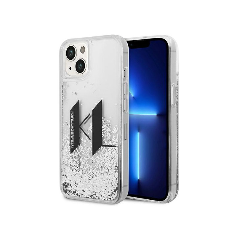 Kryt Karl Lagerfeld LIQUID GLITTER BIG KL pro iPhone 14 - stříbrná