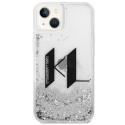 Kryt Karl Lagerfeld LIQUID GLITTER BIG KL pro iPhone 14 - stříbrná