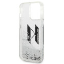 Kryt Karl Lagerfeld Liquid Glitter Big KL iPhone 14 Pro stříbrná