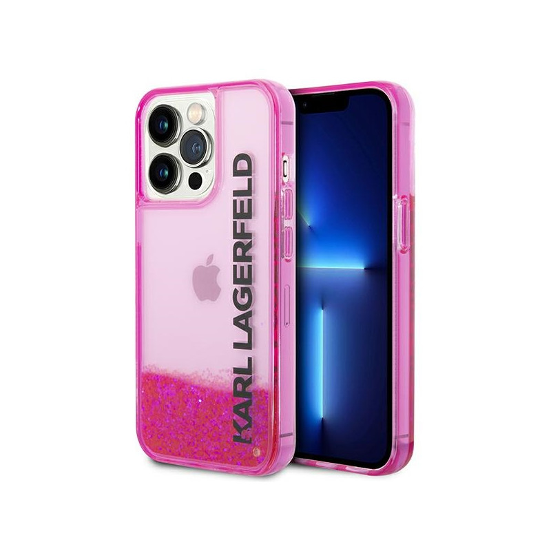 Kryt Karl Lagerfeld LIQUID GLITTER Elong pro iPhone 14 Pro - pink