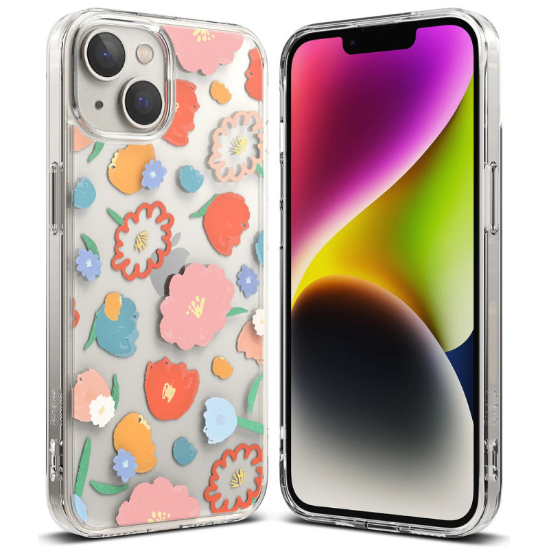 Kryt Ringke Fusion Design Armored Sleeve pro iPhone 14 Plus - transparentní (Floral)