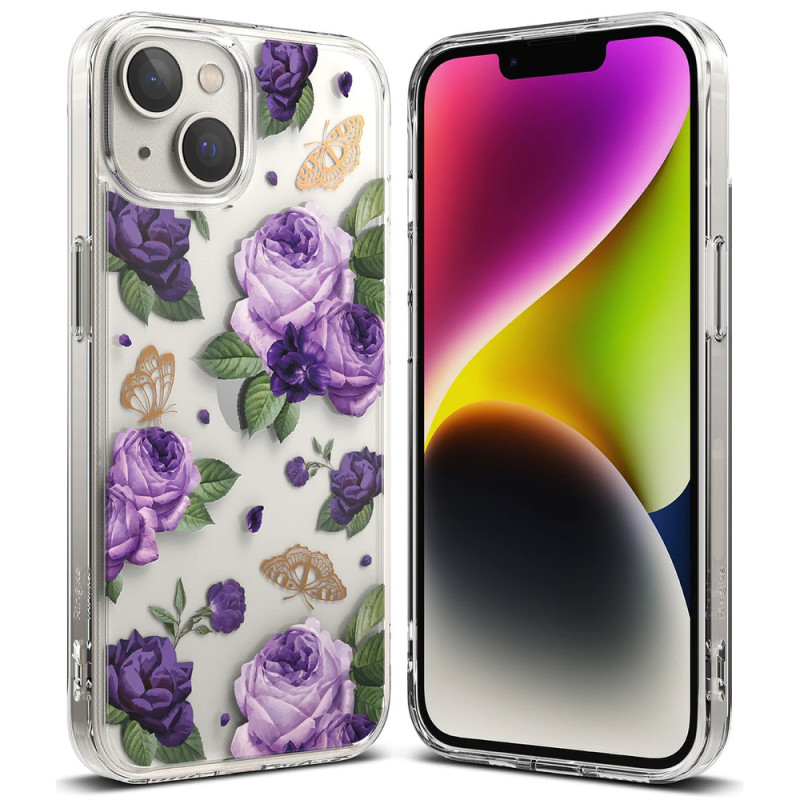Kryt Ringke FUSION DESIGN Armor pro iPhone 14 Plus - transparentní (purple rose)