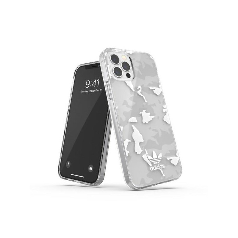 Kryt Adidas OR SnapCase Camo pro iPhone 12/12 Pro - transparent/white