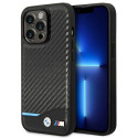 Pouzdro BMW Leather Carbon pro iPhone 14 Pro - černá/černá