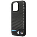 Pouzdro BMW Leather Carbon pro iPhone 14 Pro - černá/černá