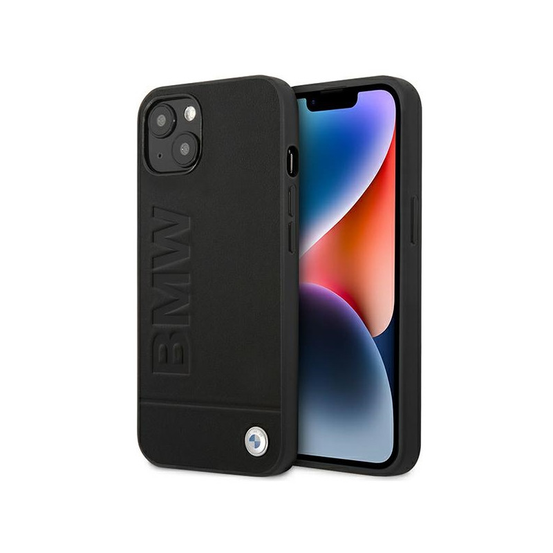 Kryt BMW LEATHER STAMP pro iPhone 14 Plus - černý