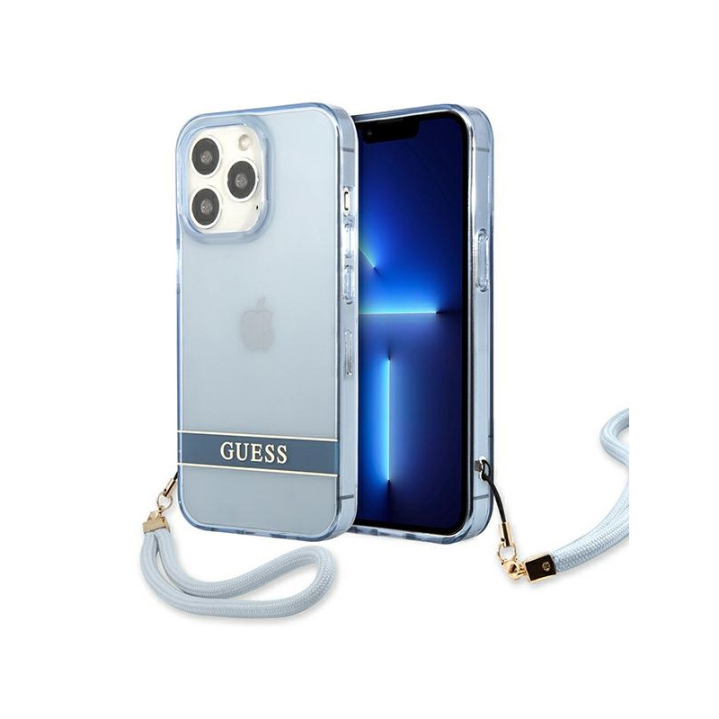 Kryt Guess GUHCP13LHTSGSB pro iPhone 13 Pro - modrý (transparentní)
