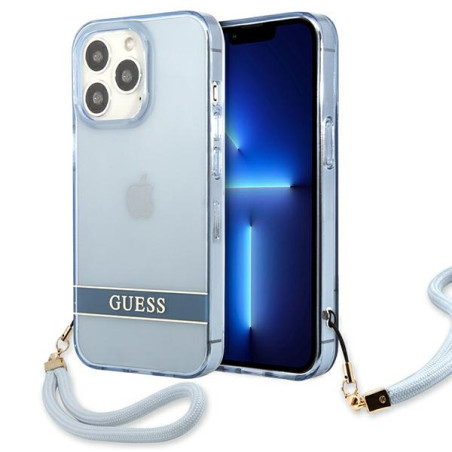 Kryt Guess Translucent Stap pro iPhone 13 Pro modrý