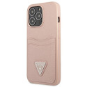 Kryt Guess Saffiano Triangle pro iPhone 13 Pro – růžová