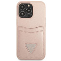 Kryt Guess Saffiano Triangle pro iPhone 13 Pro – růžová