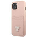 Kryt Guess Saffiano Triangle iPhone 13 růžový