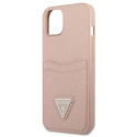Kryt Guess Saffiano Triangle iPhone 13 růžový
