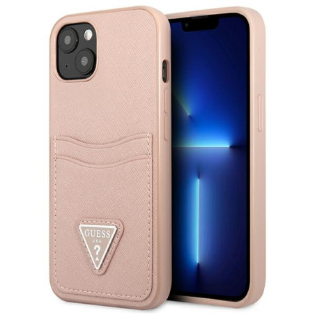 Kryt Guess Saffiano Triangle iPhone 13 mini růžová