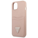 Kryt Guess Saffiano Triangle iPhone 13 mini růžová